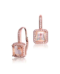 Sterling Silver Cubic Zirconia Square Cushion Drop Earrings