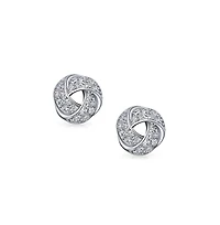 Bling Jewelry Triple Love Knot Cz Stud Earrings, Rose Gold Sterling Silver, Button Style