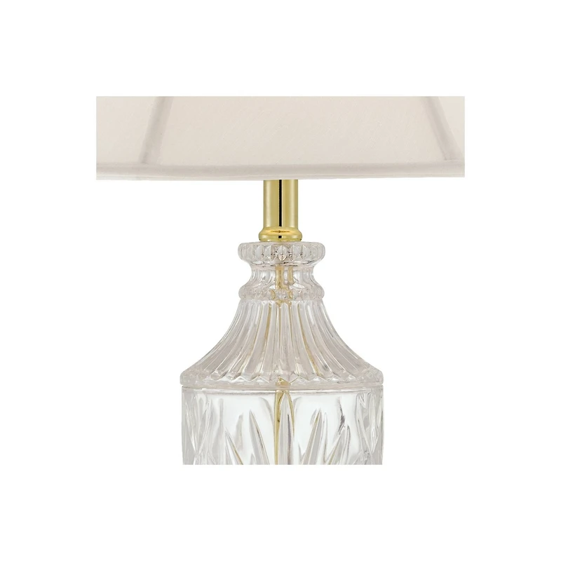 Traditional Glam Style Table Lamp 26.5" High Cut Glass Urn Brass Gold Metal Clear White Cream Bell Glass Shade Decor for Living Room Bedroom House Bed