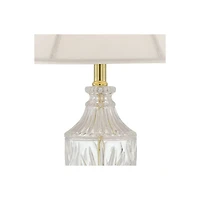 Traditional Glam Style Table Lamp 26.5" High Cut Glass Urn Brass Gold Metal Clear White Cream Bell Glass Shade Decor for Living Room Bedroom House Bed