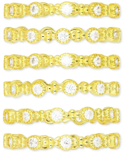 6-Pc. Set Cubic Zirconia Stack Rings 14k Gold-Plated Sterling Silver