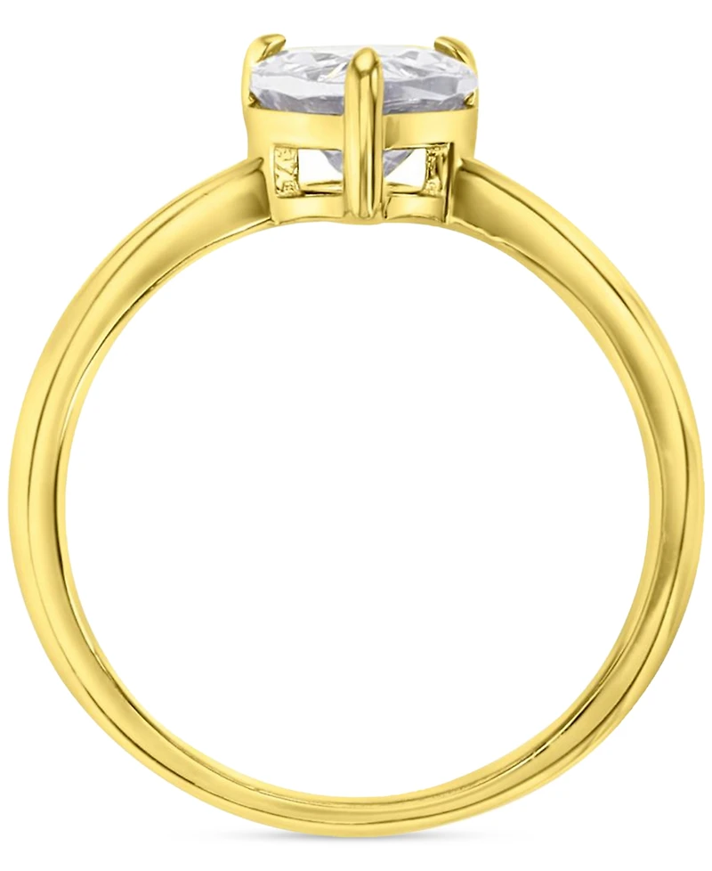 Cubic Zirconia Pear Solitaire Engagement Ring 14k Gold-Plated Sterling Silver
