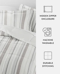ienjoy Home Vertical Stripe 3-Piece Comforter Set, Full/Queen