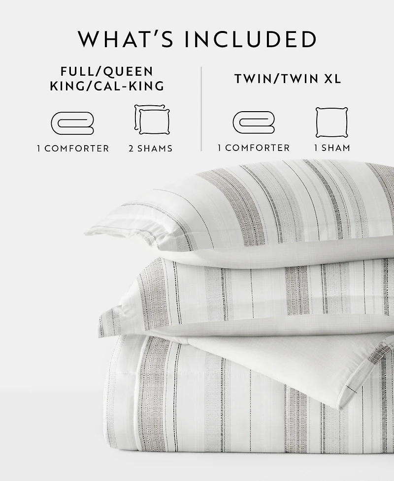 ienjoy Home Vertical Stripe 3-Piece Comforter Set, King/California King