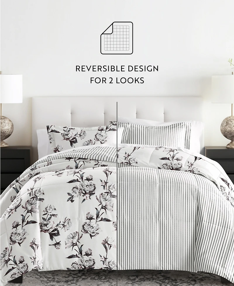 ienjoy Home Vintage-Like Magnolia Stripe 2-Piece Comforter Set, Twin/Twin Xl