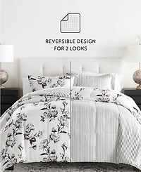 ienjoy Home Vintage-Like Magnolia Stripe 2-Piece Comforter Set, Twin/Twin Xl