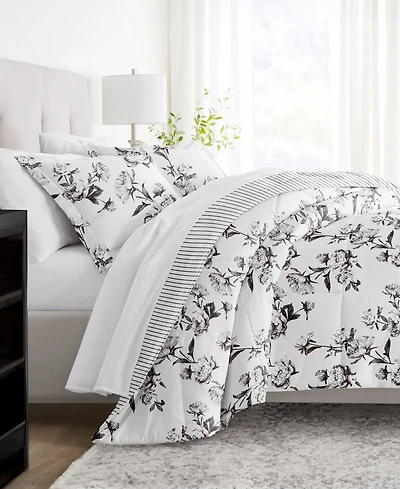ienjoy Home Vintage-Like Magnolia Stripe 3-Piece Comforter Set