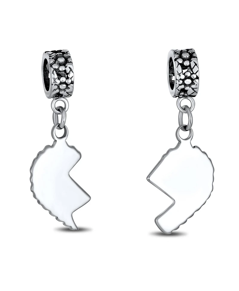 Bling Jewelry Mom Daughter Puzzle Heart Dangle Charm Bead Sterling Silver for European Bracelet