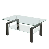 Streamdale Clear Glass Coffee Table with 2-Tier Design