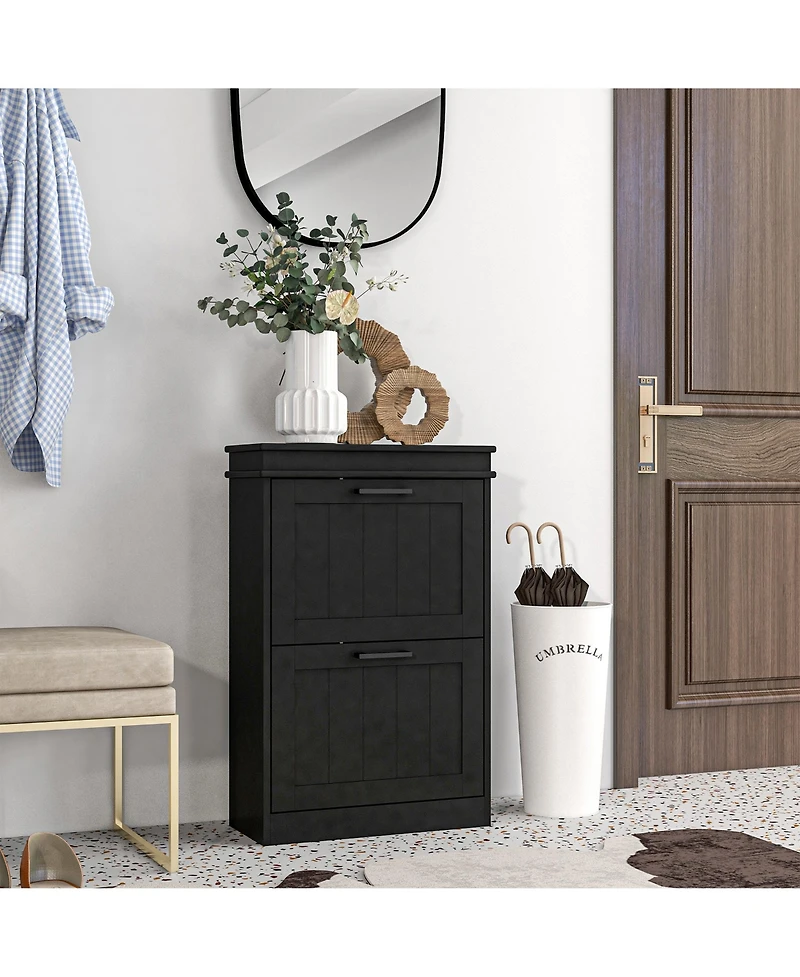 Homcom Shoe Cabinet with 2 Flip Drawers for 10 Pairs of Shoes