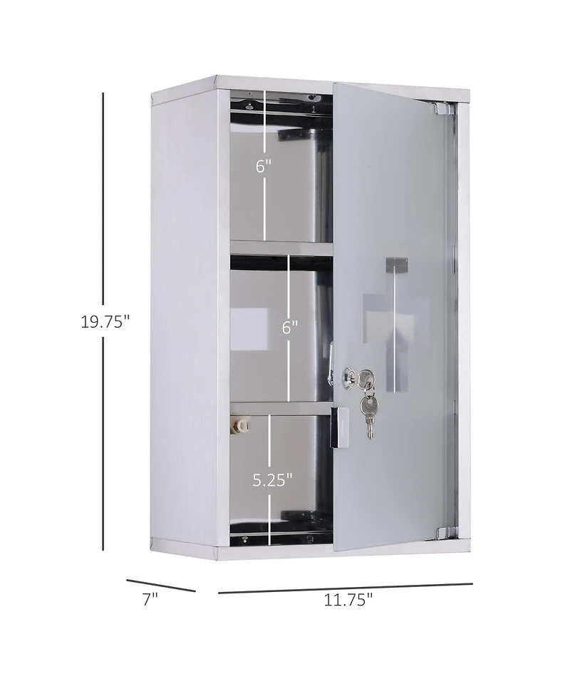 Homcom Wall Medicine Cabinet with Lock, Lockable Wall Cabinet