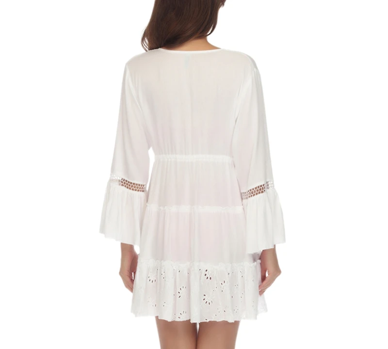 Raviya Women's Lace-Inset Tie-Front Tiered Swim Cover-Up