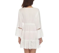 Raviya Women's Lace-Inset Tie-Front Tiered Swim Cover-Up