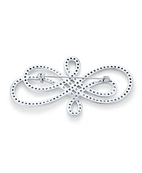 Bling Jewelry Large Swirl Pave Cubic Zirconia Art Deco Fashion Infinity Brooch Pin Silver Tone Rhodium Plated