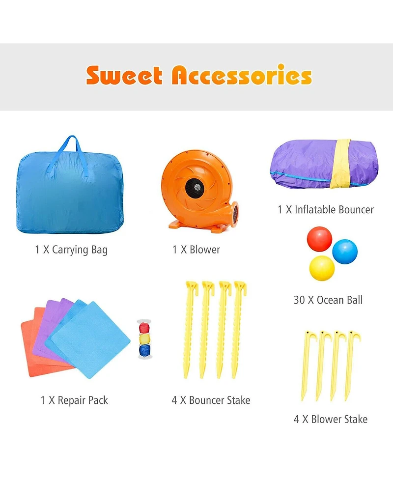 Kids Inflatable Bounce House Dragon Jumping Slide Bouncer Castle with 740W Blower