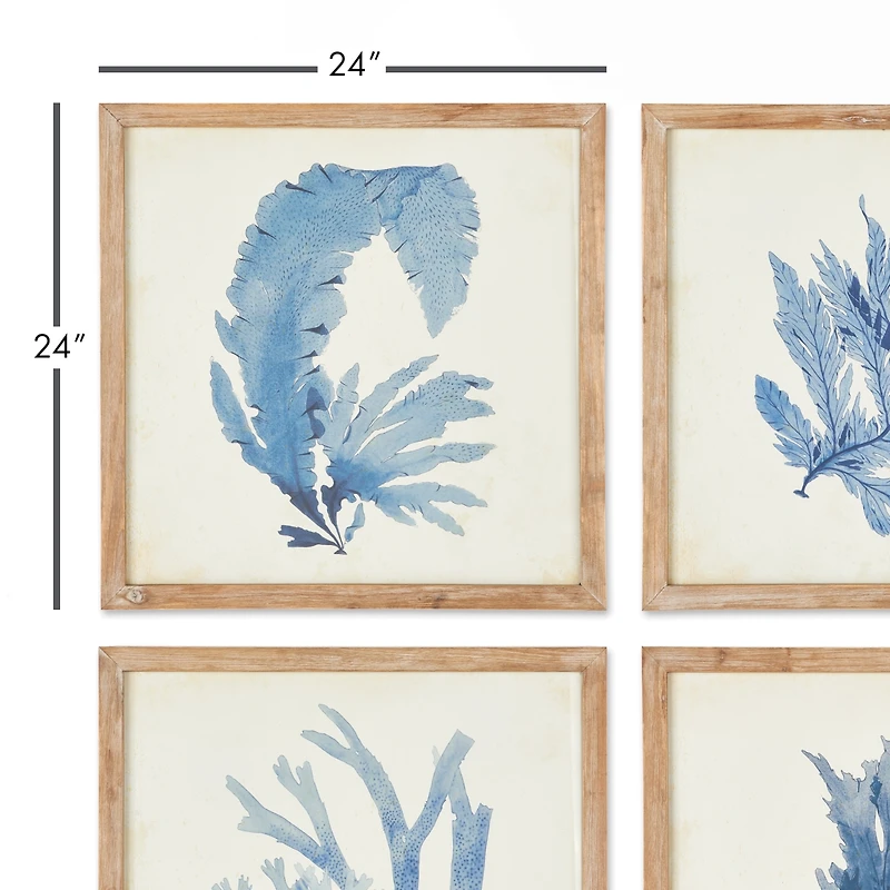 Framed Coral Watercolor Prints Set of 4