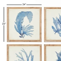 Framed Coral Watercolor Prints Set of 4