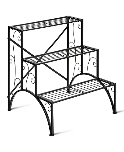 Sugift 3-Tier Metal Plant Rack Garden Shelf in Stair Style