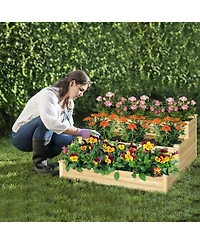 3-Tier Raised Garden Bed Wood Planter Kit for Flower Vegetable Herb