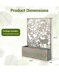 Set of 2 Decorative Raised Garden Bed with Trellises