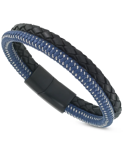 Legacy for Men by Simone I. Smith Men's Multi-Tone Fiber Double Row Band in Black Ion-Plated Stainless Steel