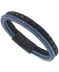 Legacy for Men by Simone I. Smith Men's Multi-Tone Fiber Double Row Band in Black Ion-Plated Stainless Steel