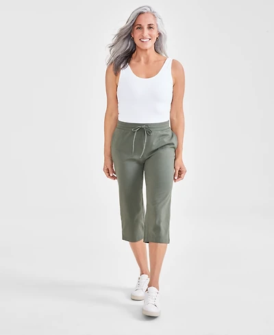 Style & Co Petite Solid-Knit Mid-Rise Capri Pants, Created for Macy's