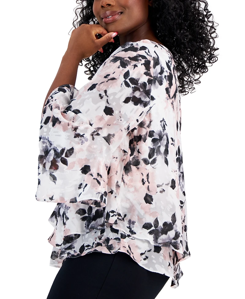 Alex Evenings Plus Size Scoop-Neck Tiered Ruffled Blouse