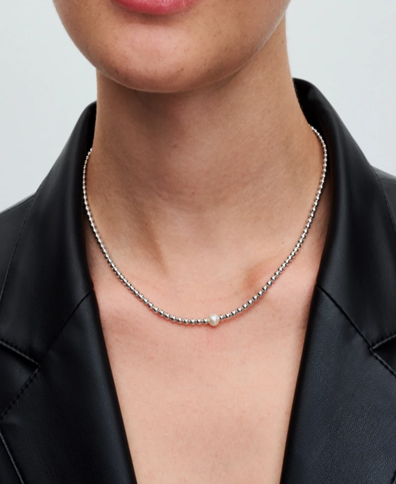 Pandora Sterling Silver Sparkling Treated Freshwater Cultured Pearl Beads Collier Necklace