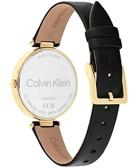 Calvin Klein Women's Gleam Black Leather Strap Watch 32mm