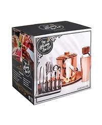 Signature Collection by Godinger Copper 9 Piece Stainless Bar Set Crafted From High Quality Stainless with Acacia Wood Accents