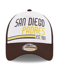 Men's New Era White, Brown San Diego Padres Stacked A-Frame Trucker 9FORTY Adjustable Hat
