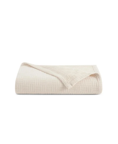 Host & Home 100% Cotton Basketweave Blanket, Lightweight 300GSM, 5 Color Options, Full/Queen - 90x90