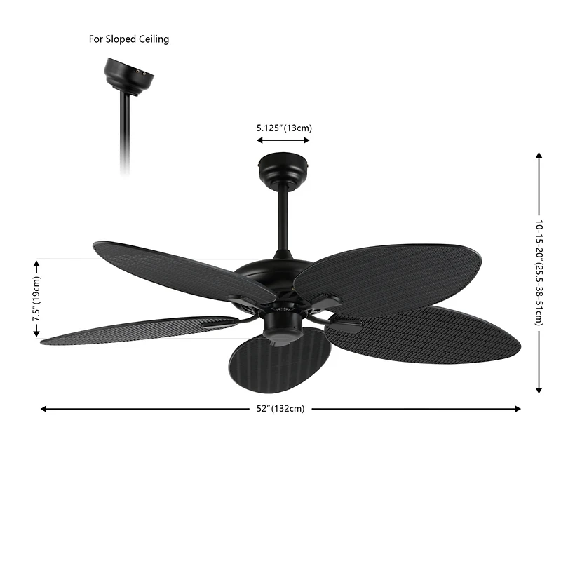 Jonathan Y Raffles Bohemian Industrial Iron/Plastic Palm Blade Ceiling Fan