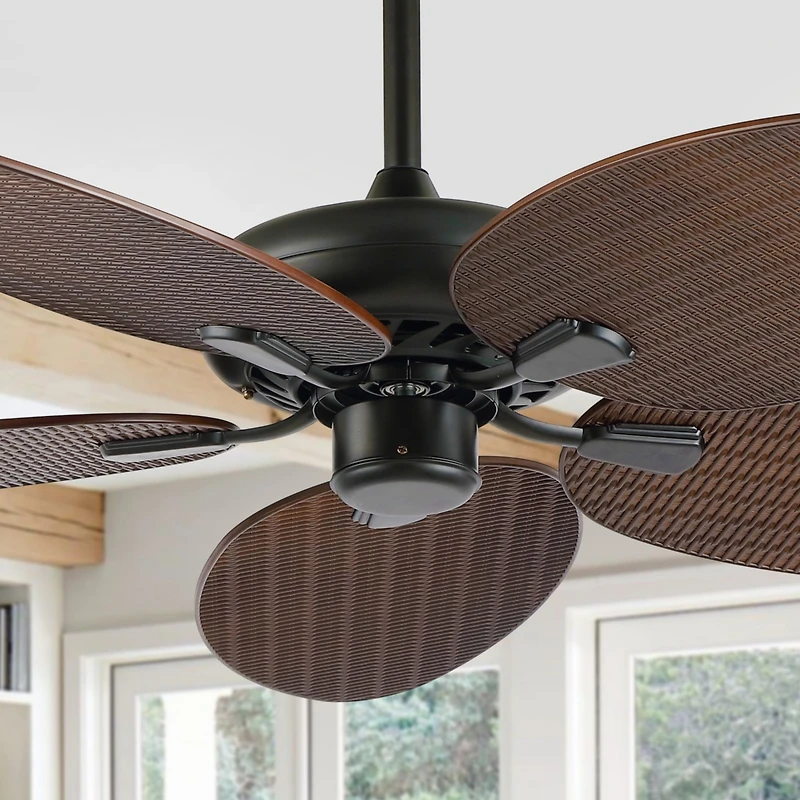 Jonathan Y Raffles Bohemian Industrial Iron/Plastic Palm Blade Ceiling Fan