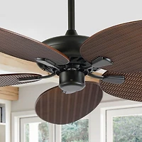 Jonathan Y Raffles Bohemian Industrial Iron/Plastic Palm Blade Ceiling Fan