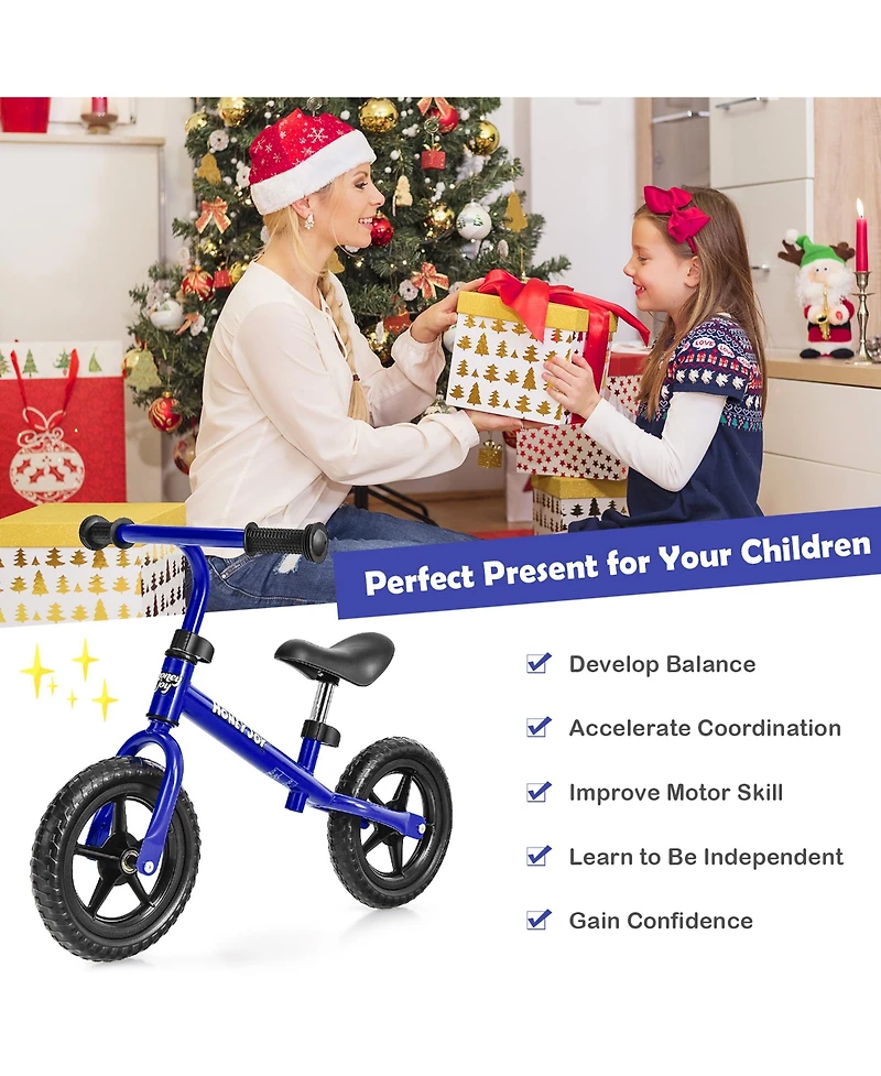 Kids Balance Bike No Pedal Training Bicycle w/ Adjustable Handlebar & Seat