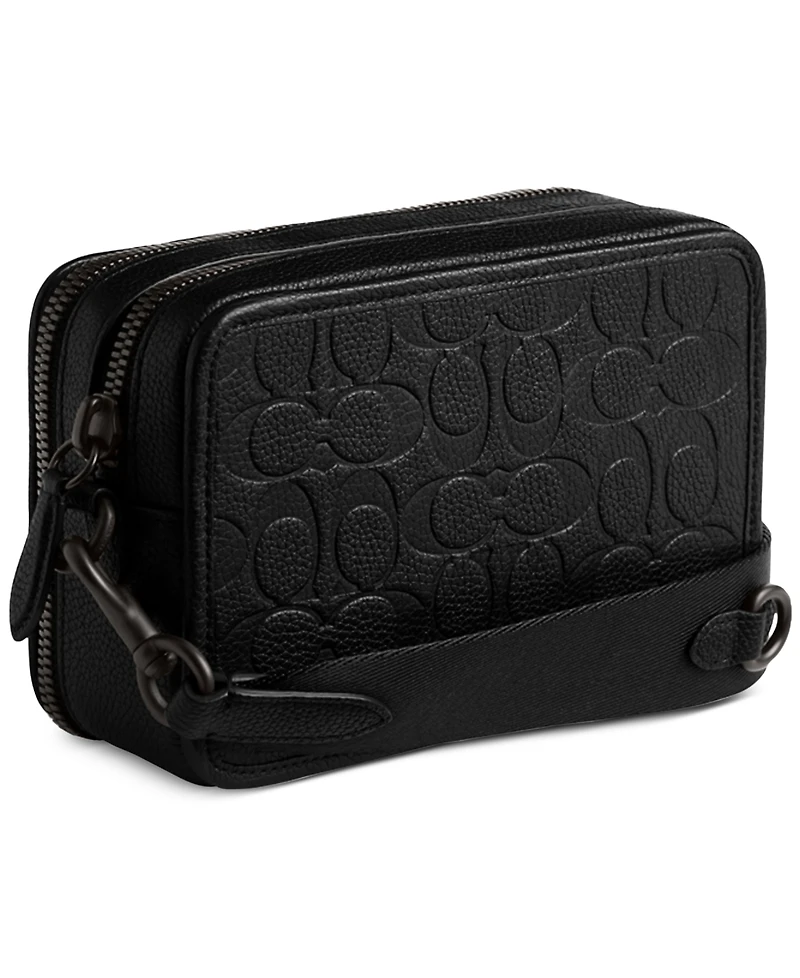 Coach Men's Charter Crossbody in Blackout Signature Leather with Metal Chain