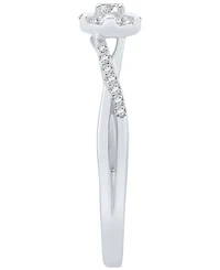 Promised Love Diamond Halo Swirl Promise Ring (1/4 ct. t.w.) in Sterling Silver