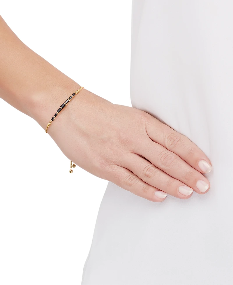 Onyx Baguette Bolo Bracelet in 14k Gold-Plated Sterling Silver