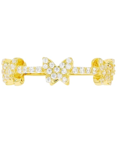 Cubic Zirconia Multiple Butterfly Ring 14k Gold-Plated Sterling Silver