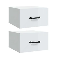 Wall-mounted Bedside Cabinets 2 pcs 13.8"x13.8"x7.9" High Gloss White
