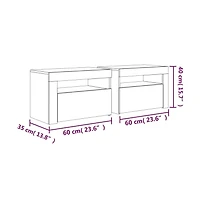 Bedside Cabinets 2 pcs with LEDs White 23.6"x13.8"x15.7"