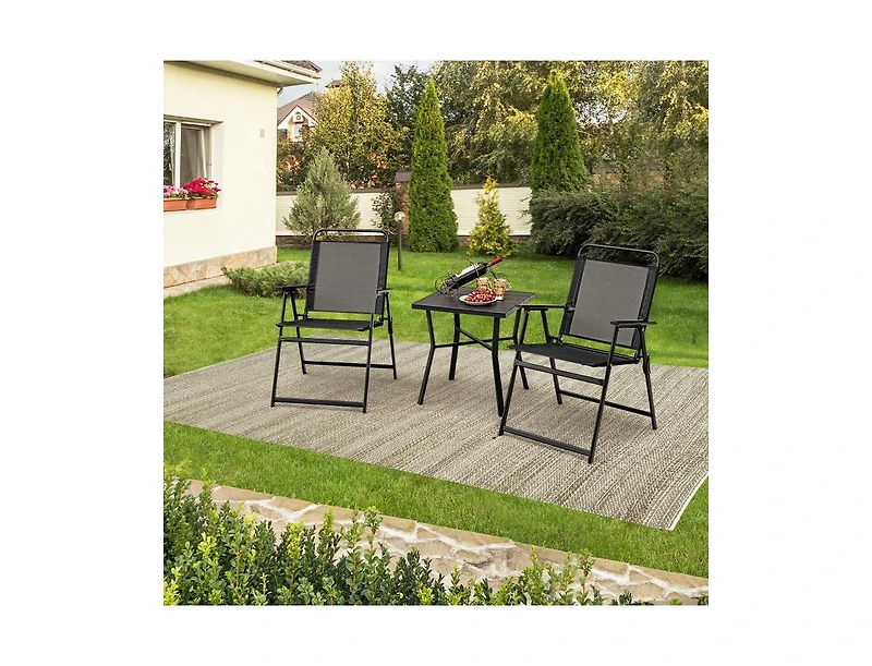 Set of 2 Outdoor Folding Chairs with Breathable Seat