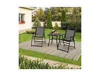 Set of 2 Outdoor Folding Chairs with Breathable Seat