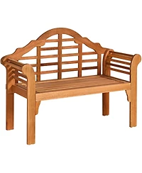 49 Inch Eucalyptus Wood Outdoor Folding Bench with Backrest Armrest for Patio Garden