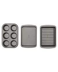 Good Cook 4 Piece Nonstick Steel Toaster Oven Set with Sheet Pan, Rack, Cake Pan, and Muffin Pan