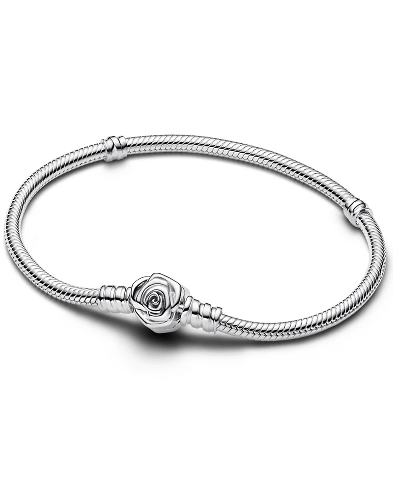 Pandora Rose Bloom Clasp Snake Chain Bracelet in Sterling Silver