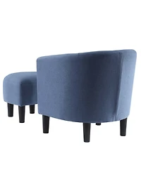 Convenience Concepts 26.25" Faux Linen Churchill Accent Chair with Ottoman