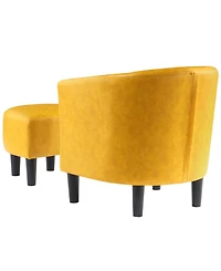 Convenience Concepts 26.25" Faux Leather Churchill Accent Chair with Ottoman